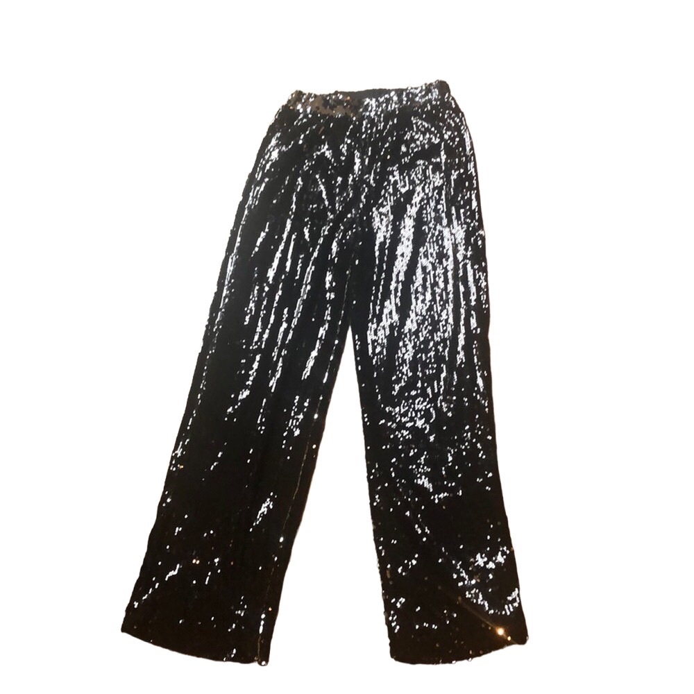 Sequin Sparkle Bling Wide Flare Cut Fantastic Pants